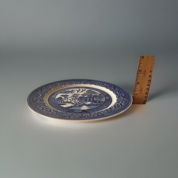 Homer Laughlin Blue Willow USA Flow Blue Dinner Plate Vintage Oriental C58N8 Vtg - Picture 5 of 12